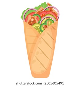 Vector image of shawarma. Concept of snack and fast food. Element for your website design, banner, etc.