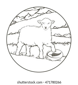 Typical Landscape Sheep Scottish Highlands Sketch Stock Vector (Royalty ...