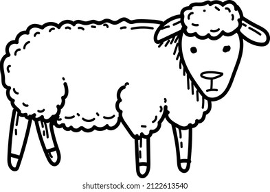 Vector image of a sheep on a farm. Sheep in doodle style.Isolated vector image.