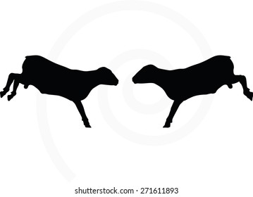 Vector Image - sheep silhouette with jumping pose isolated on white background