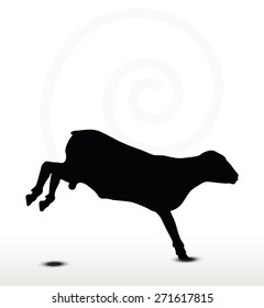 Vector Image - sheep silhouette with jumping pose isolated on white background
