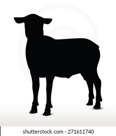 Vector Image - sheep silhouette with looking pose isolated on white background
