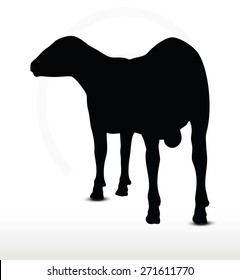 Vector Image - sheep silhouette with looking pose isolated on white background