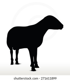 Vector Image - sheep silhouette with standing still pose isolated on white background