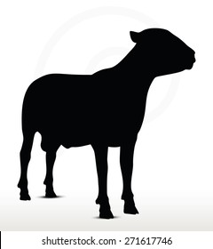 Vector Image - sheep silhouette with standing still pose isolated on white background
