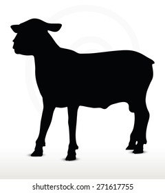 Vector Image - sheep silhouette with standing still pose isolated on white background

