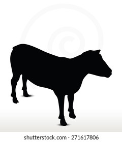 Vector Image - sheep silhouette with standing still pose isolated on white background