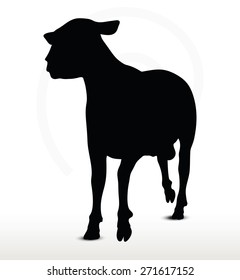 Vector Image - sheep silhouette with trot pose isolated on white background

