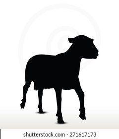 Vector Image - sheep silhouette with trot pose isolated on white background
