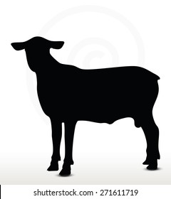 Vector Image - sheep silhouette with walking pose isolated on white background