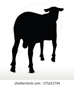 Vector Image - sheep silhouette with walking pose isolated on white background
