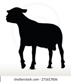 Vector Image - sheep silhouette with walking pose isolated on white background