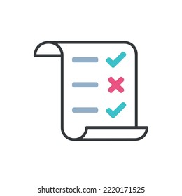 vector image of sheet of paper with written notes on white background