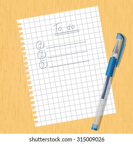 Vector image of a sheet square and a pen