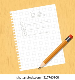 Vector image of a sheet square and a pencil