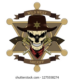 Vector Image Sheriffs Skull Hat Revolvers Stock Vector (royalty Free 