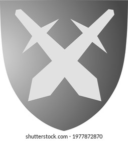 Vector image of a shield with two crossed swords.