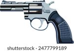vector image. shiny dark blue revolver firearm