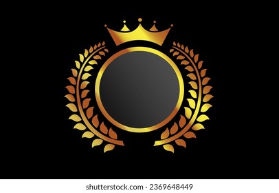 vector image of shiny gold laurel wreath decorated with laurels