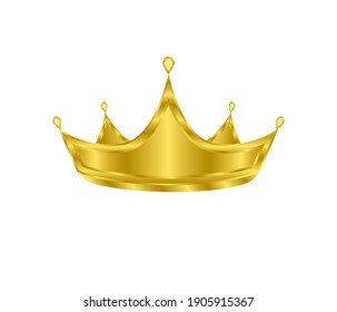 imagen vectorial de la corona de metal dorado brillante con el logo de gemas de joyería aislado en fondo blanco