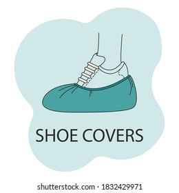 Imagen vectorial de las cubiertas de zapatos en color, icono de protección de pies sobre un fondo blanco