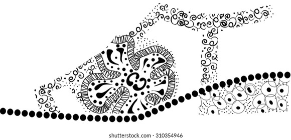 The vector image of shoes with ornament