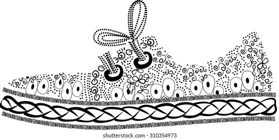 The vector image of shoes with ornament