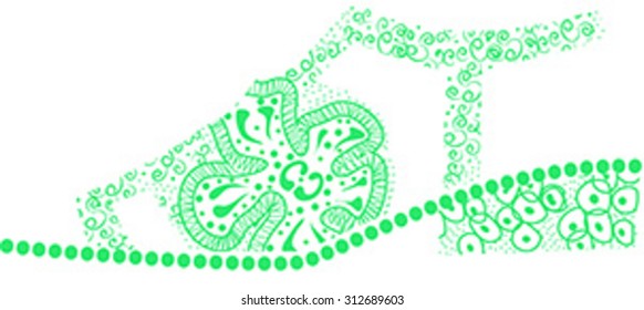 The vector image of shoes with ornament