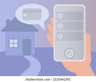 Vector image of shopping from home. Buying and paying for goods from home. Home shopping.