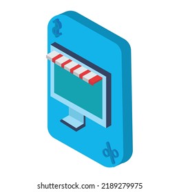vector image, shopping icons with blue background.