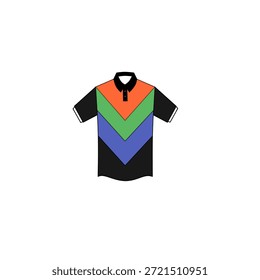 Vector Imagen de camiseta de cuello de manga corta con combinación de colores
