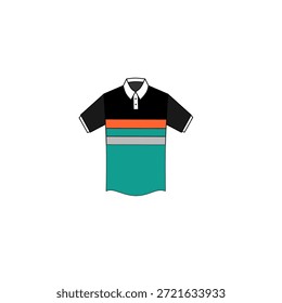 Vector Imagen de camiseta de cuello de manga corta con combinación de colores
