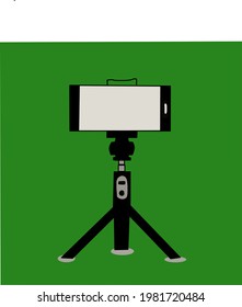 Vector image of short tripod with green screen background