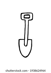 vector image of a shovel on a white background. Garden and vegetable garden tools. Free drawing