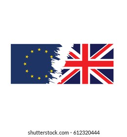 A vector image showing the flag of England tearing away the European union flag