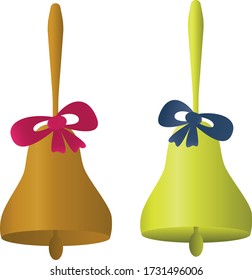 The vector image shows bells in different colors: bronze and gold.