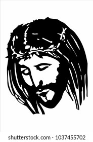 A vector image shows the face of Jesus Christ when he was on the cross. The image can be used in the Easter week or for depicting the symbol of Christian hope