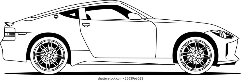 The vector image shows a futuristic, sport car with sleek lines and detailed elements, emphasizing its high-tech design and modern aesthetic.