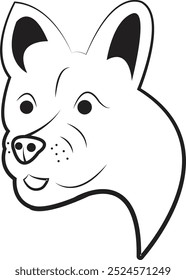 The vector image shows a simplified, stylized outline of a dog's face. It features minimalistic details, such as rounded ears, basic nose and whiskers, and a smooth, curving outline.