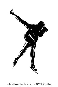 Vector image shows the speed skating.
