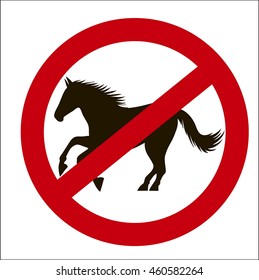 vector image sign of the ban the horses