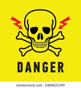 Vector image of sign board of danger caution.