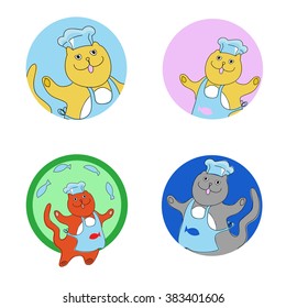 vector image - sign with cats cooks