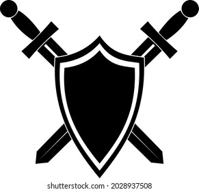 
imagen vectorial de un signo de espadas cruzadas en un escudo