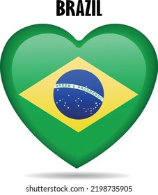 Vector image sign heart with Brazil flag