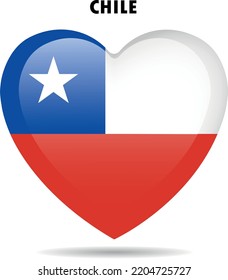 Vector image sign heart with Chile flag