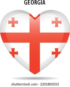 Vector image sign heart with Georgia flag