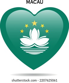 Vector image sign heart with Macau flag