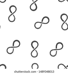 Vector image of the sign of infinity seamless pattern on a white background.