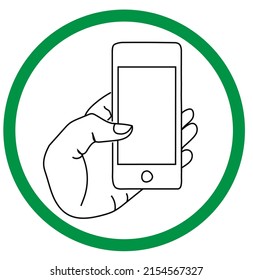 Vector image. Sign of permission to use the phone, take pictures and make calls. Badge or icon for placement at the entrance to some establishments or posters.